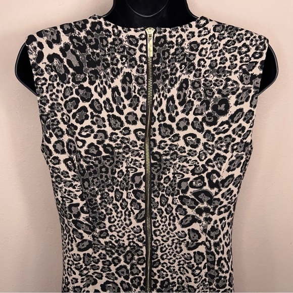 Size 6 Calvin Klein Leopard Print Dress Sheath Stretch Sleeveless Retro Event - Picture 7 of 12